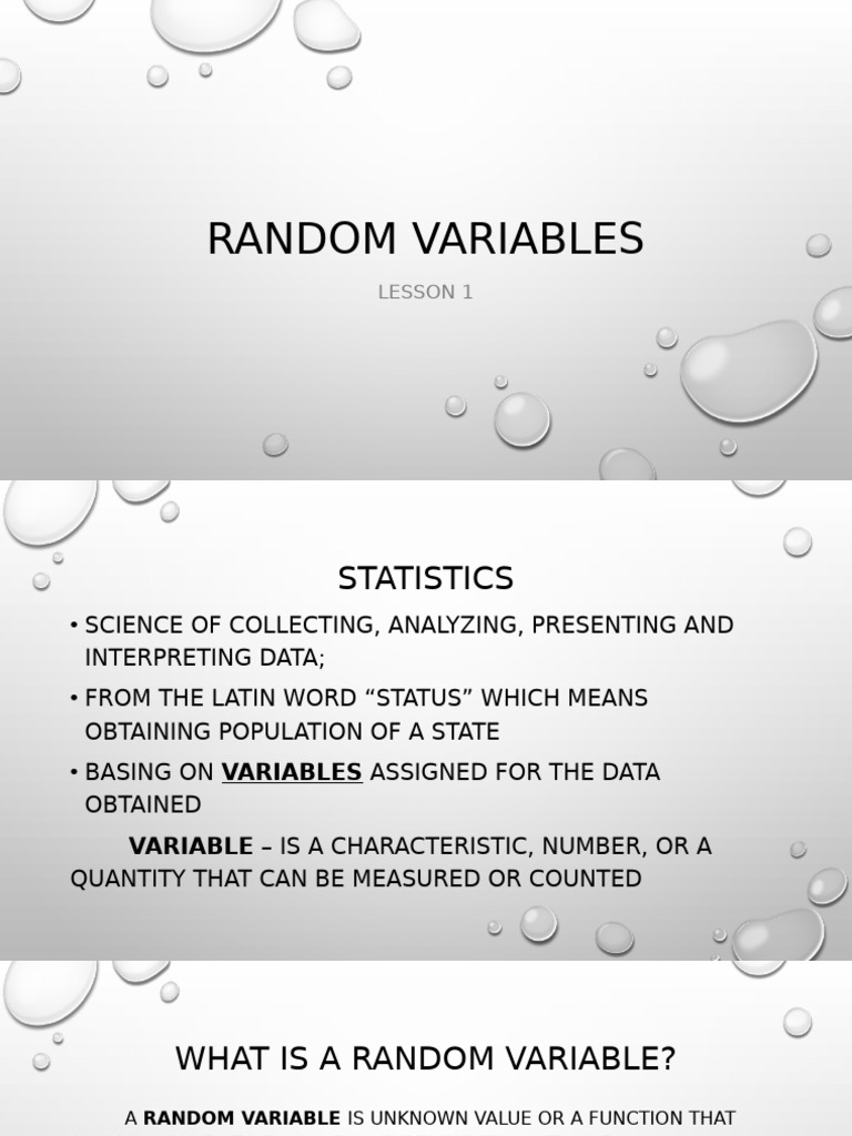 Understanding Random Variables in Statistics | PDF | Probability ...