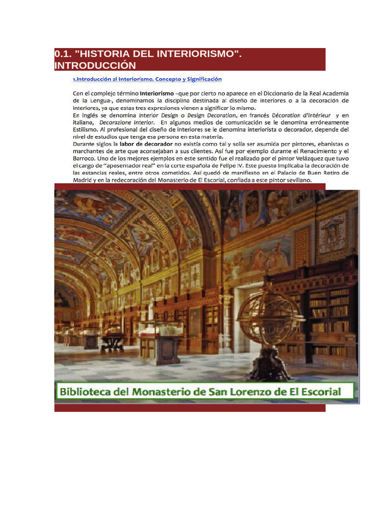 0.1. "Historia Del Interiorismo". Introducción | PDF