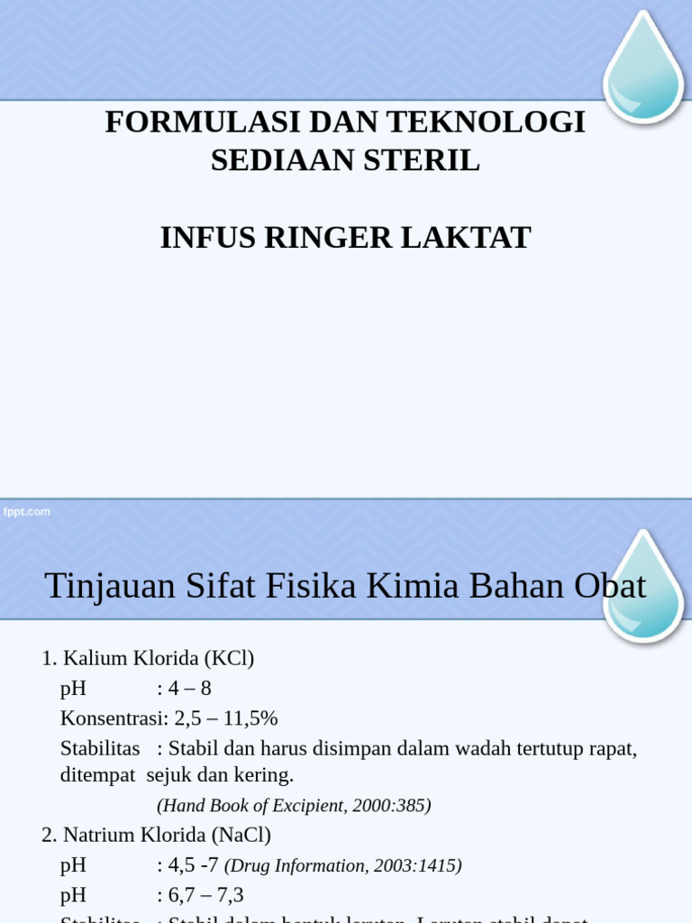 Formulasi Infus Ringer Laktat Steril | PDF