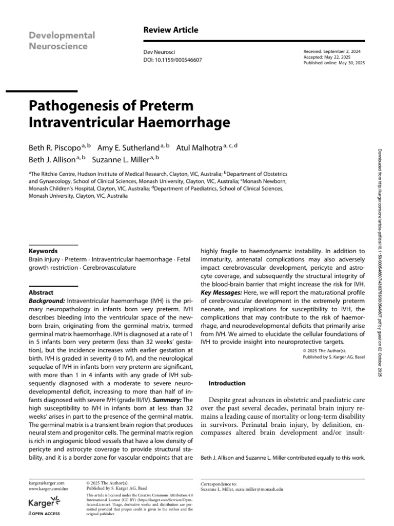 Pathogenesis of Preterm IVH in Infants | PDF | Preterm Birth | Diseases ...