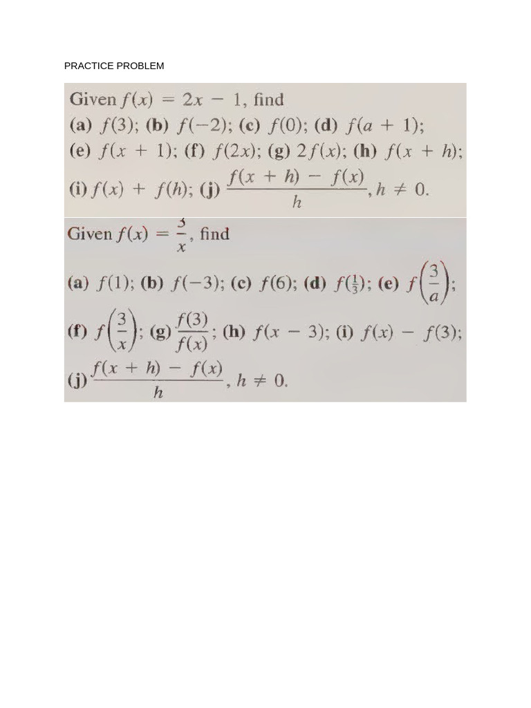 Preliminary Term Practice Problems | PDF