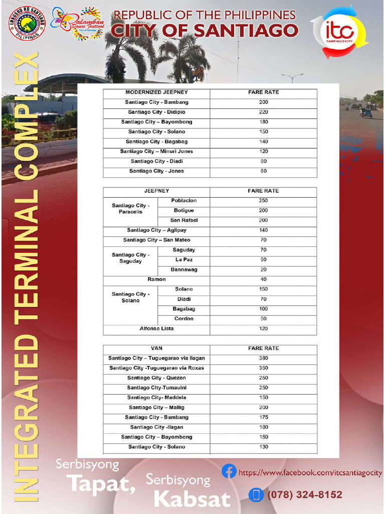 Santiago City Integrated Terminal Complex Fare Rate 2024 | PDF