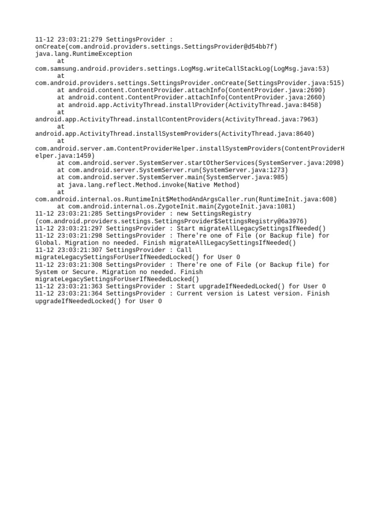 Settings Provider | PDF