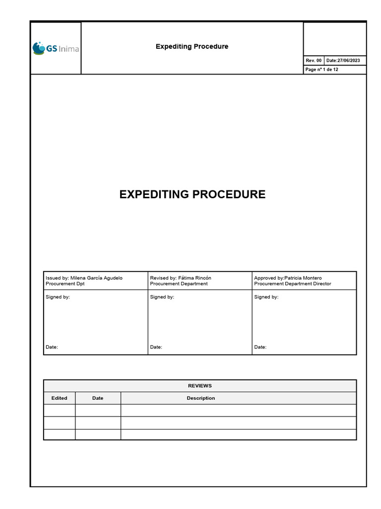 Expediting Procedure Overview and Guidelines | PDF | Procurement | Business