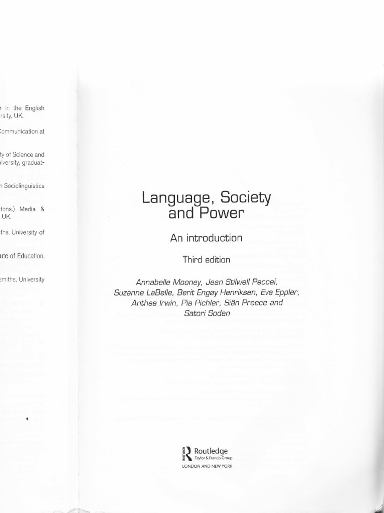 Language, Society, and Power Overview | PDF | Linguistics | Jargon