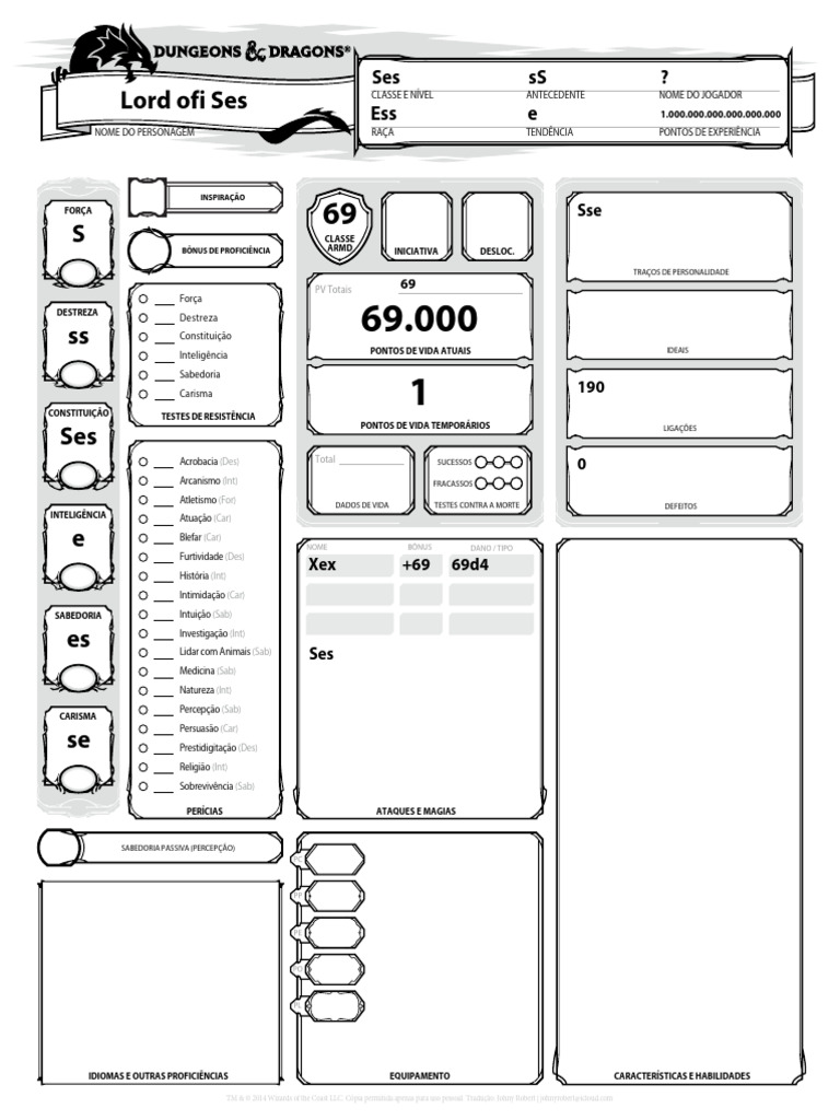 Ficha de Personagem para RPG | PDF