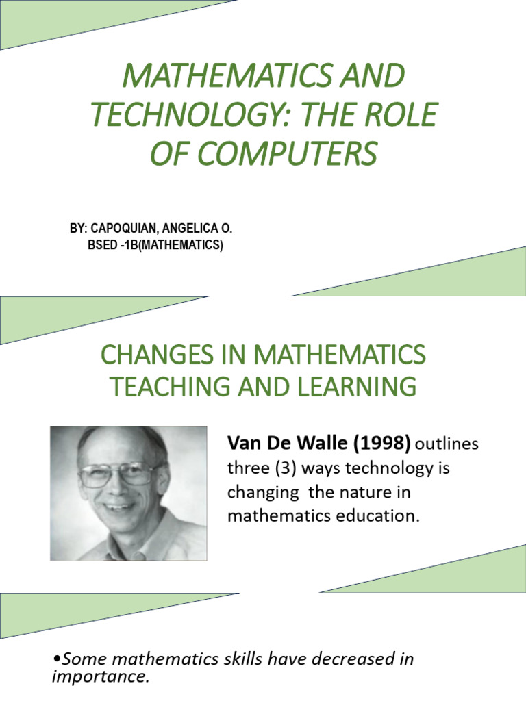 Mathematics Technology Role of Computers Capoquian Angelica | PDF