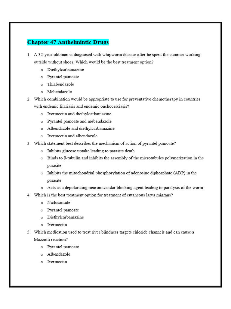 Chapter 47 Anthelmintic Drugs | PDF | Medical Treatments | Parasitology