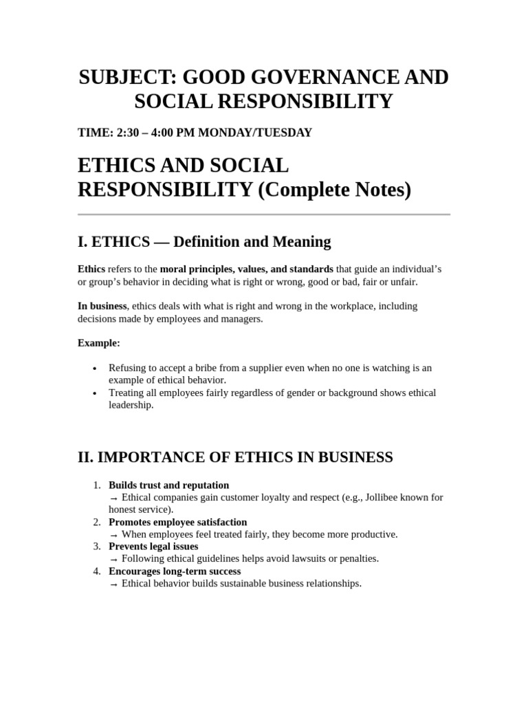 Ethics and Social Responsibility in Business | PDF | Business Ethics ...