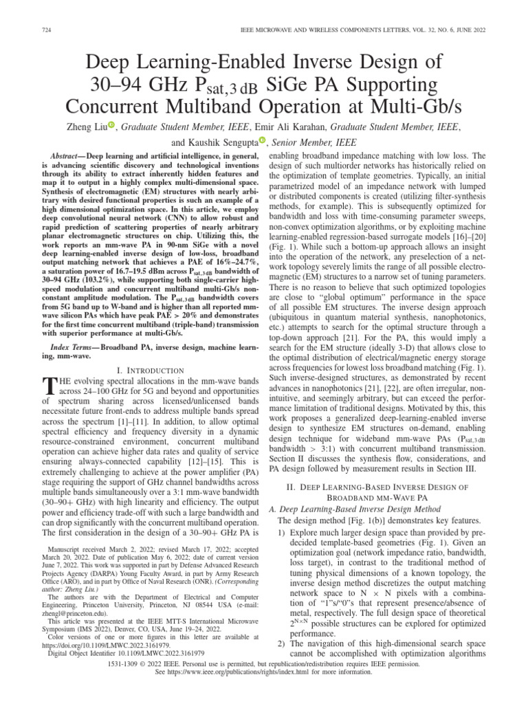 Deep Learning-Enabled Inverse Design of 3094 GHz Psat3dB SiGe PA ...