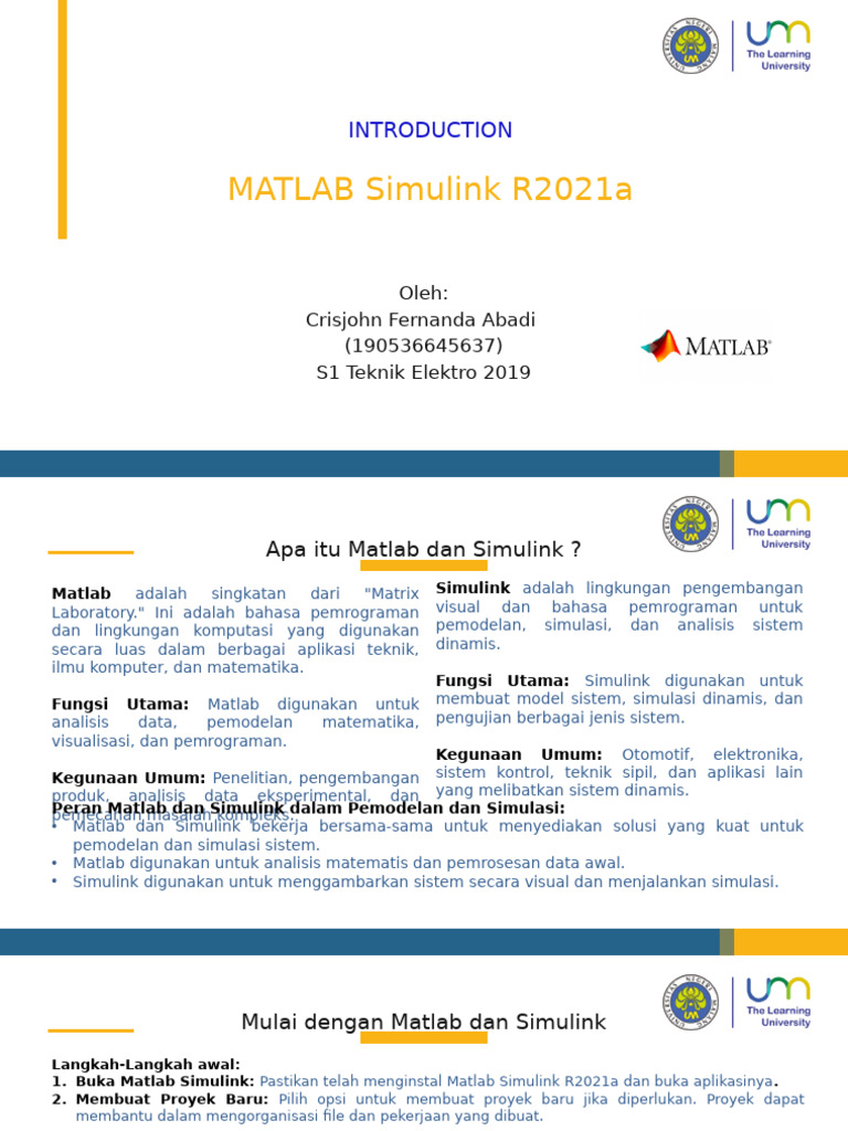 Panduan Pemula MATLAB Simulink R2021a | PDF