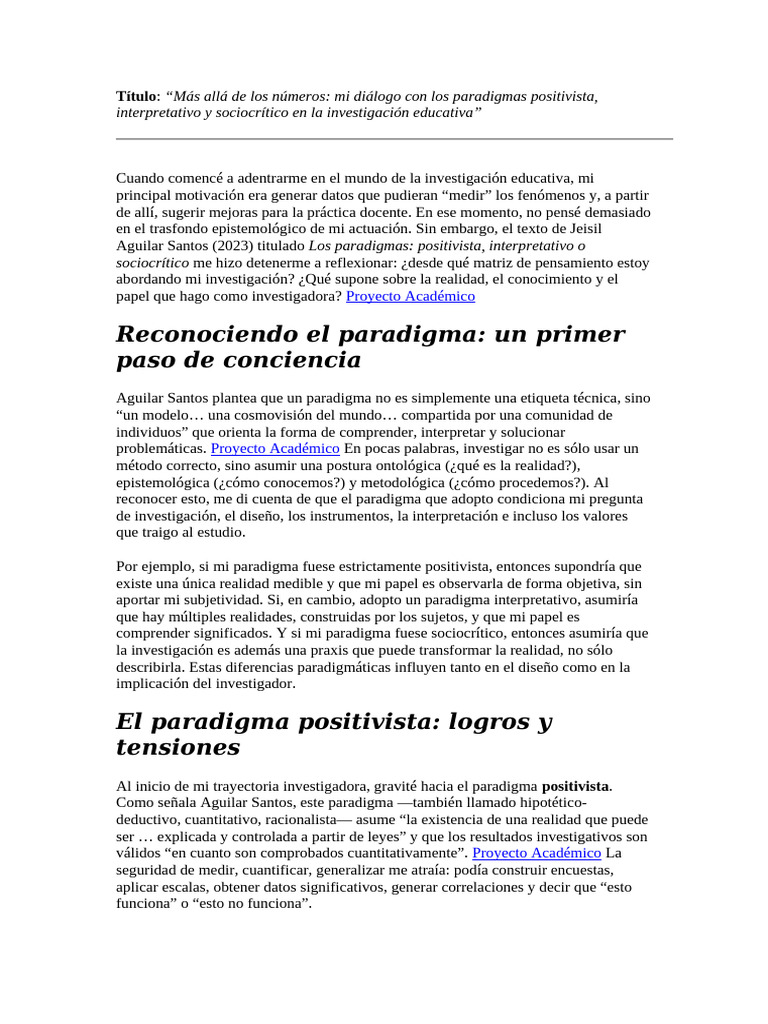 Paradigmas en Investigación Educativa | PDF | Paradigma | Realidad