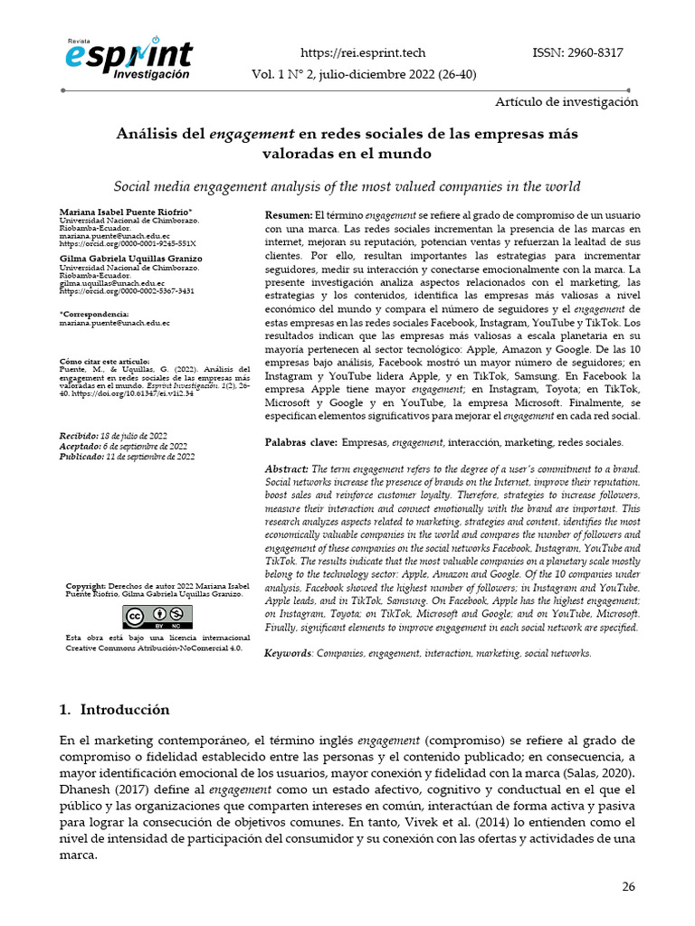 Análisis Del en Redes Sociales de Las Empresas Más Valoradas en El ...