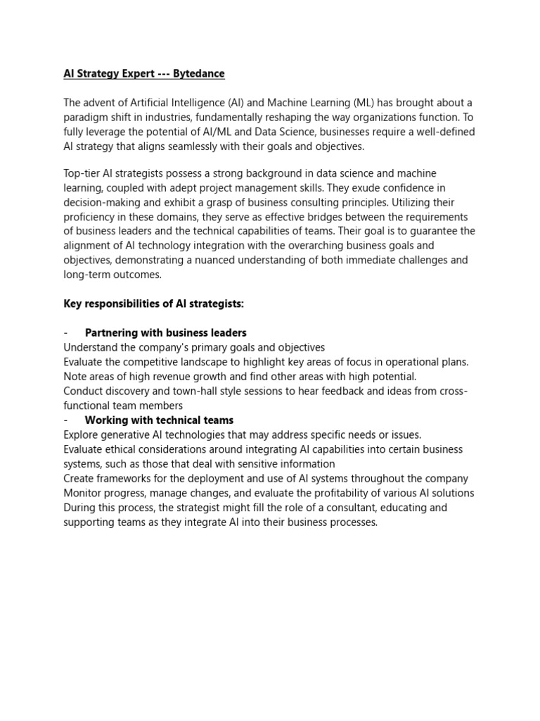 AI Strategy Expert at Bytedance | PDF | Artificial Intelligence ...