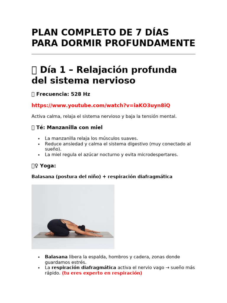 ?plan Completo Dormir 7 Dias | PDF | Las emociones | Dormir