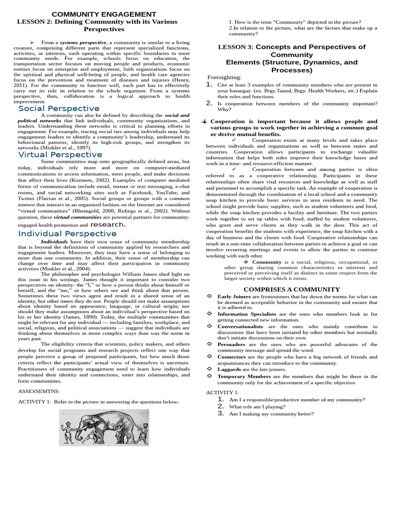 Understanding Community Perspectives | PDF | Community | Identity ...