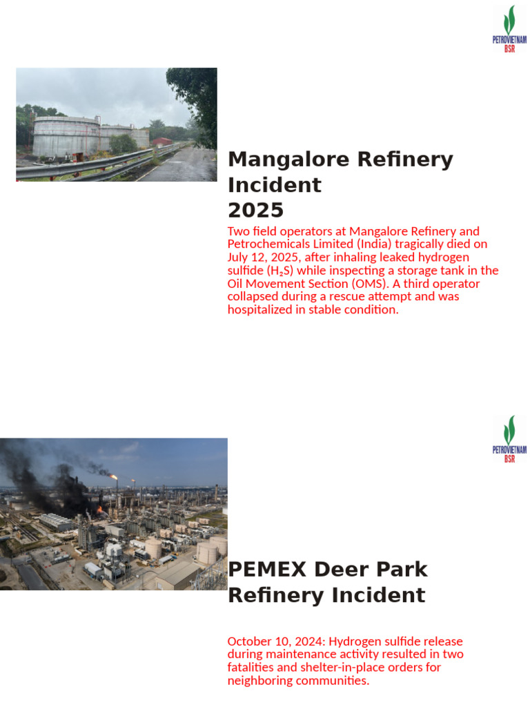 H2S Incidents - Lesson Learnt | PDF | Oil Refinery | Process Engineering