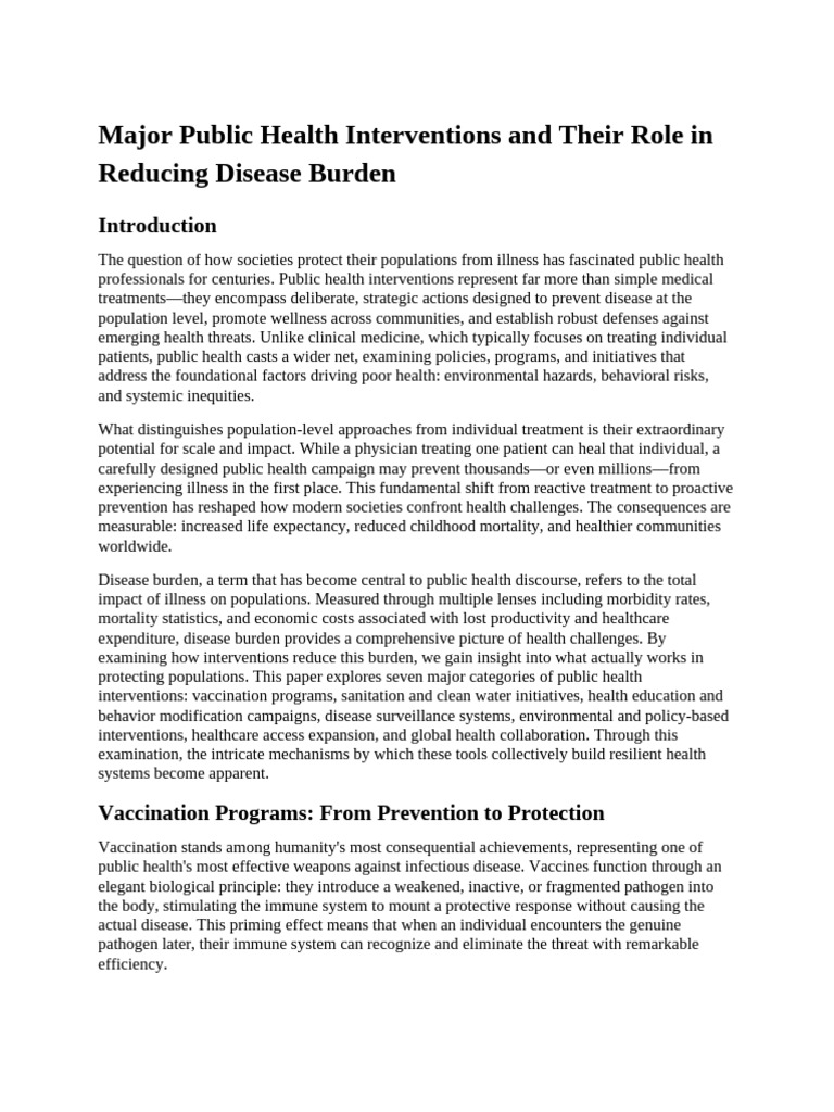 Public Health Interventions Reducing Disease Burden | PDF | Public ...