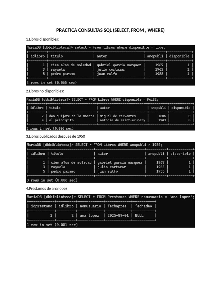Practica Consultas SQL | PDF