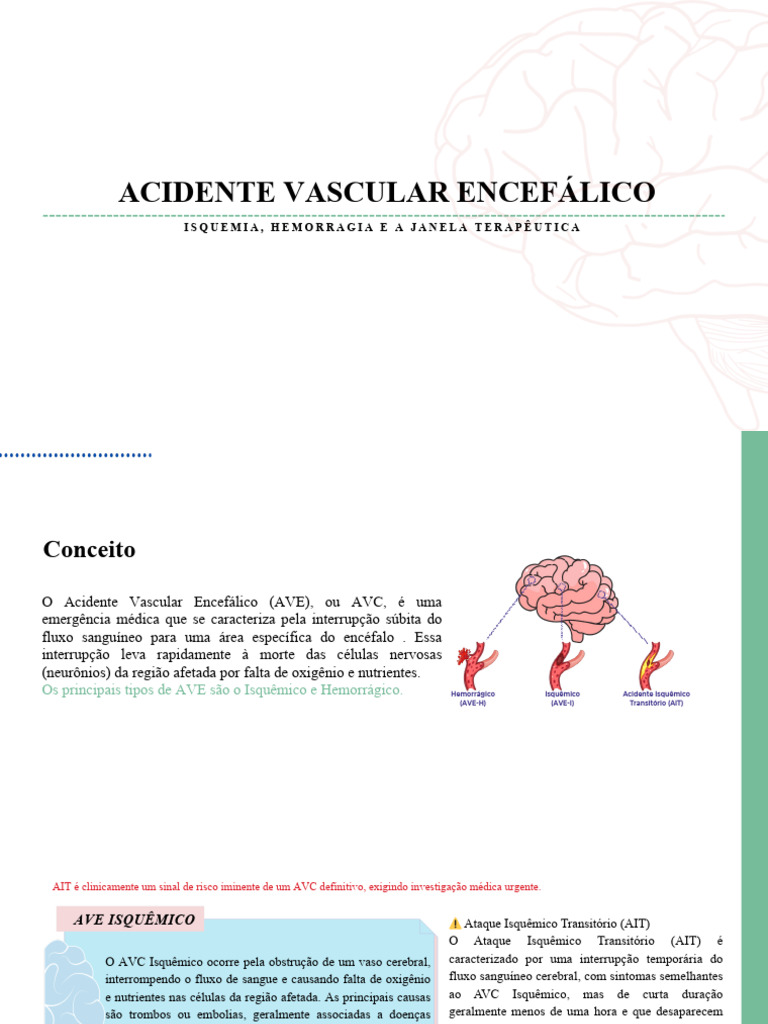 Acidente Vascular Encefálico: Tipos e Tratamento | PDF | AVC | Isquemia