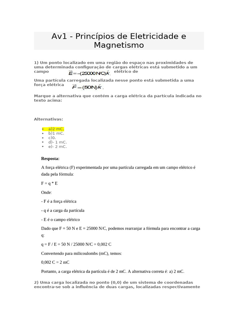 Princípios de Eletricidade e Magnetismo | PDF | Eletricidade ...