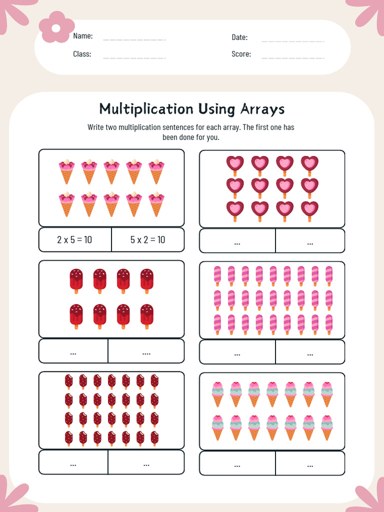 Multiplication Worksheet in Pink Playful Style | PDF