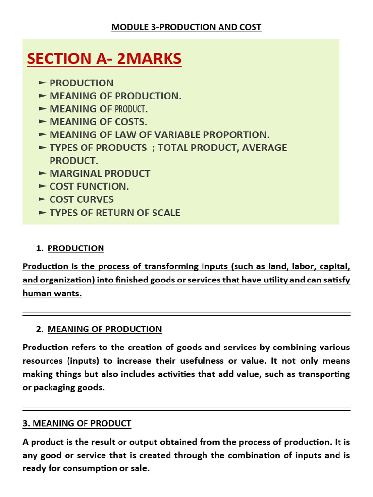 Production, Cost, and Product Analysis | PDF | Production Function ...