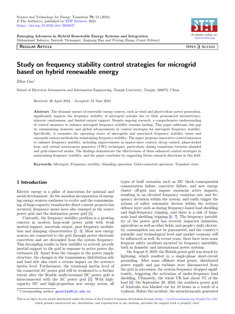 Microgrid Frequency Stability Control Strategies | PDF | Electrical ...