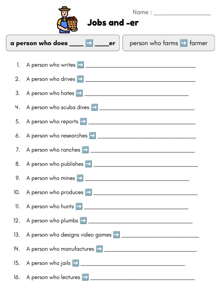 Job Titles with -er Suffix Examples | PDF