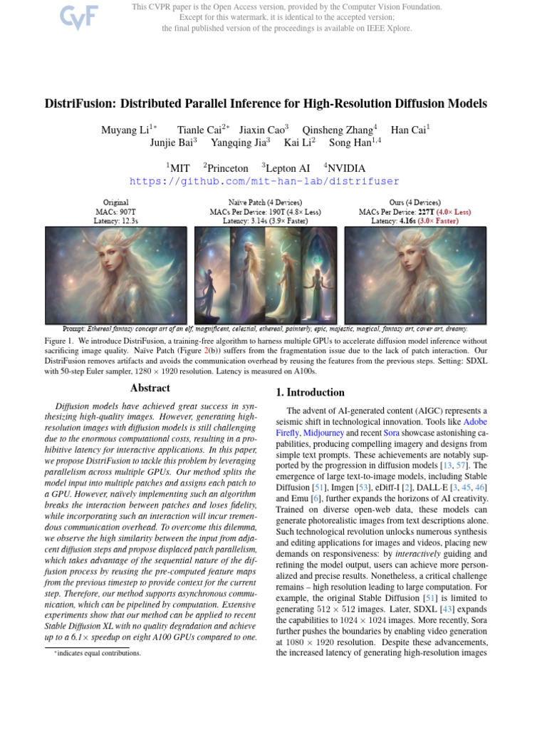 DistriFusion: Fast GPU Inference for Diffusion | PDF | Parallel ...