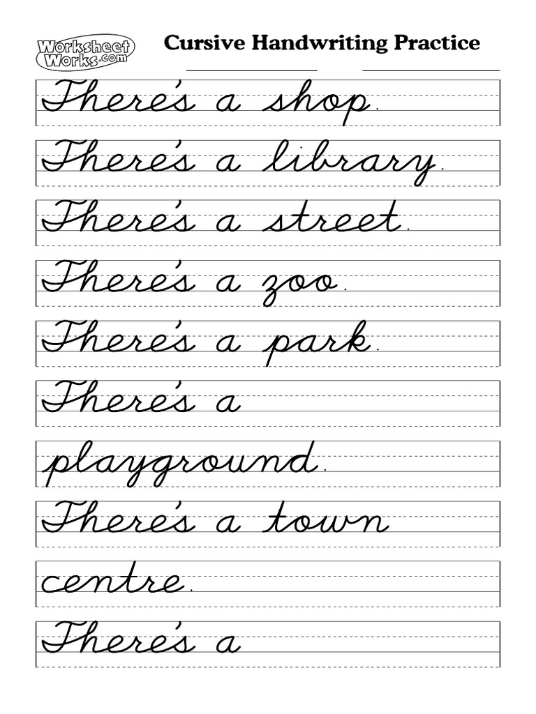 WorksheetWorks Cursive Handwriting Practice 1 | PDF
