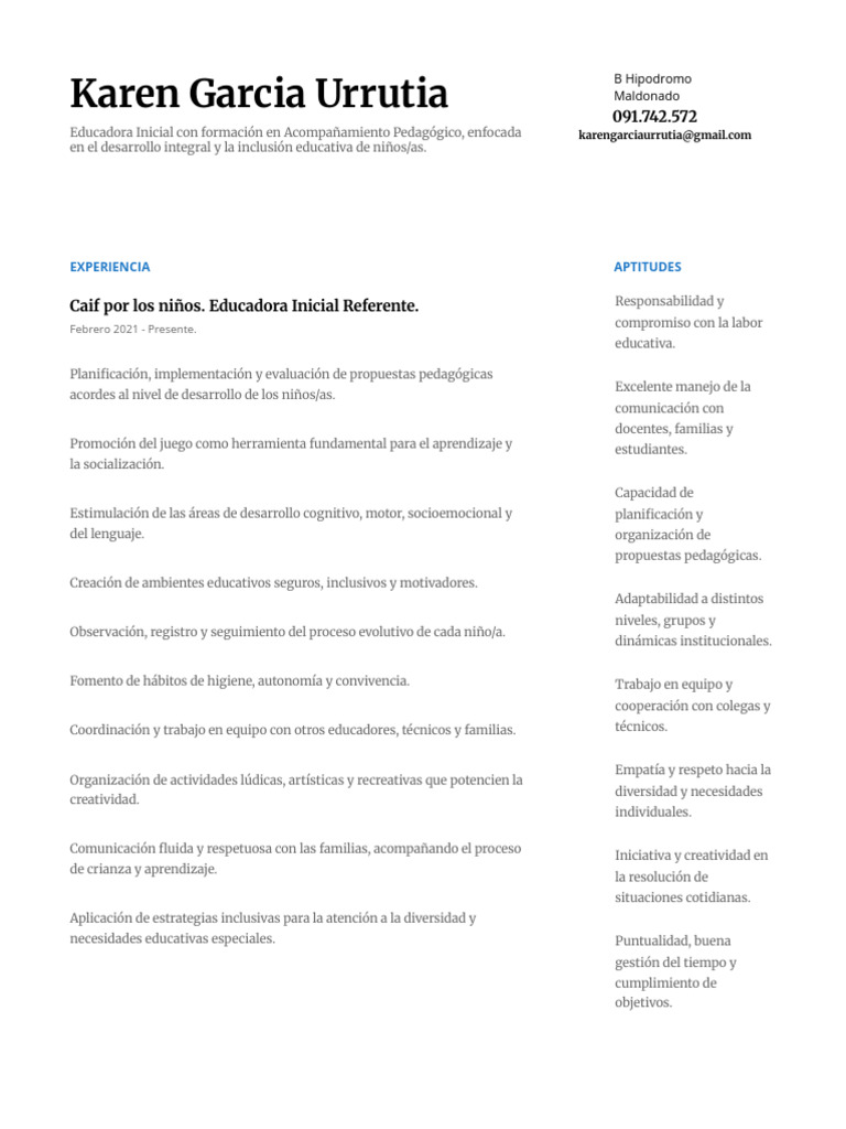 Curriculum Vitae | PDF | Aprendizaje | Inclusión (Educación)