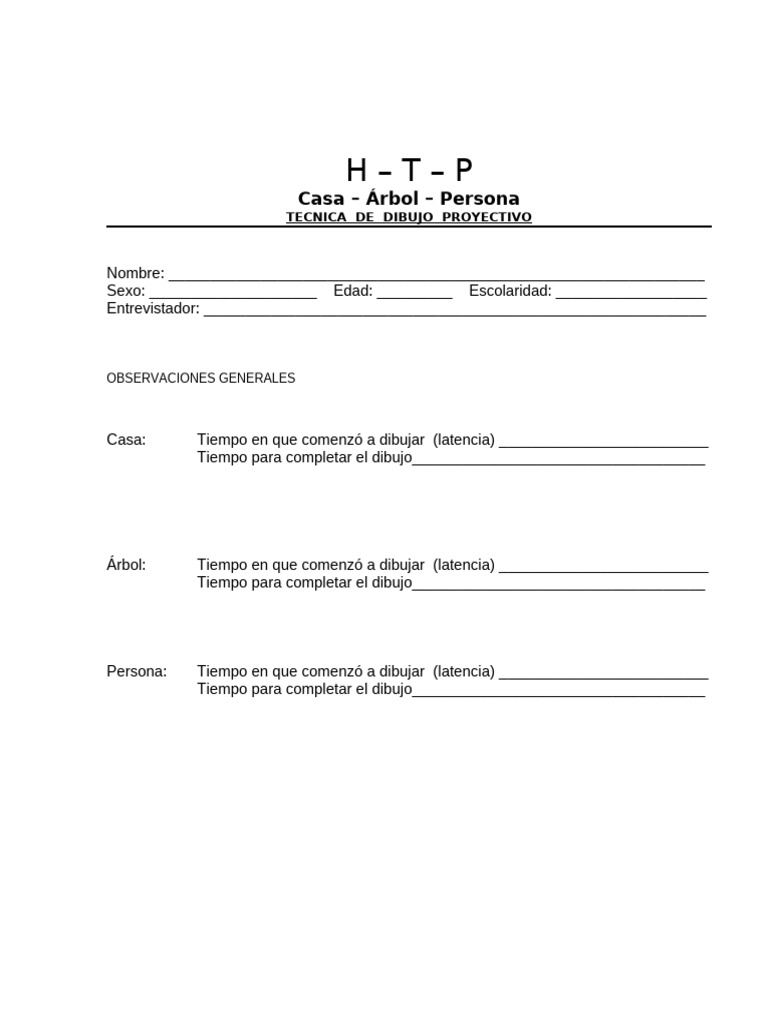 Cuestionario HTP | PDF