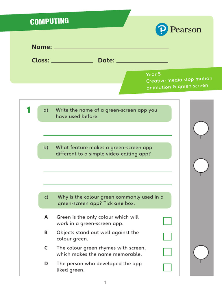 Green Screen Animation for Year 5 | PDF