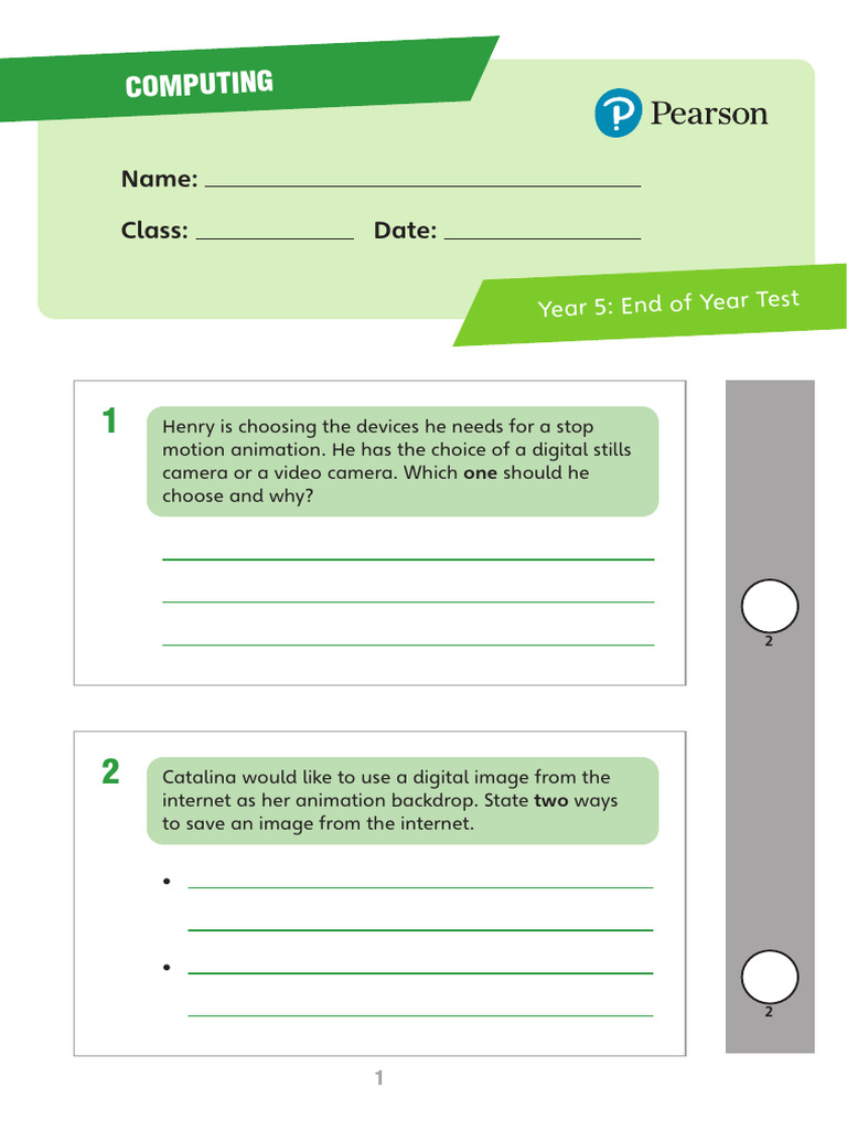 Year 5 Computing End-of-Year Test | PDF | Phishing | Computer Network