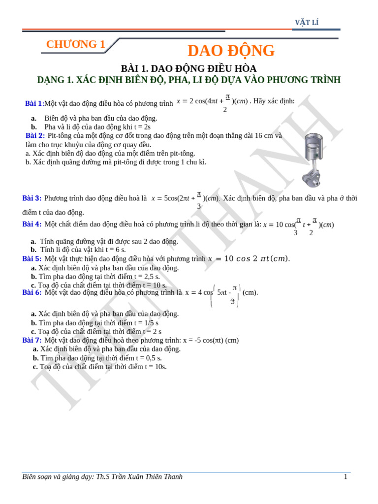 Bai Tap Chuyen de 1 - Dao Dong - File HS | PDF