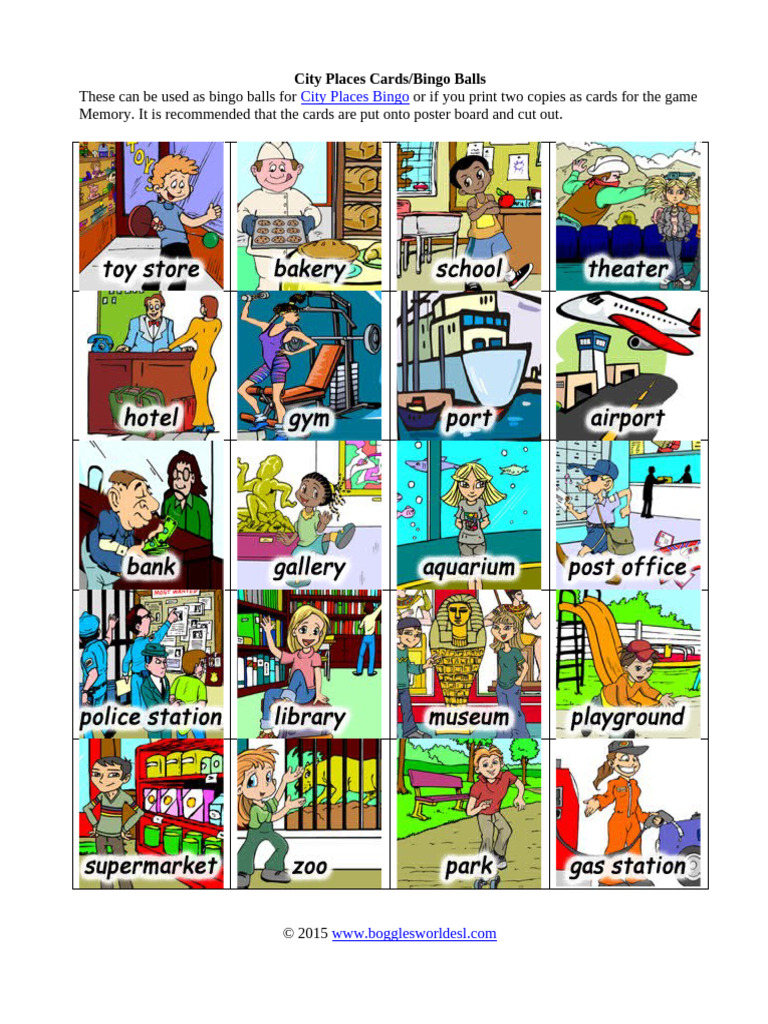 City Places Bingo Cards | PDF
