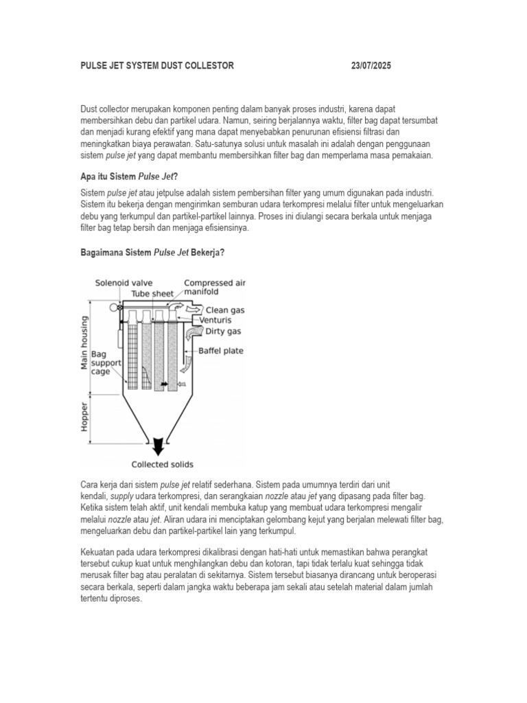 Pulse Jet System Dust Collestor | PDF