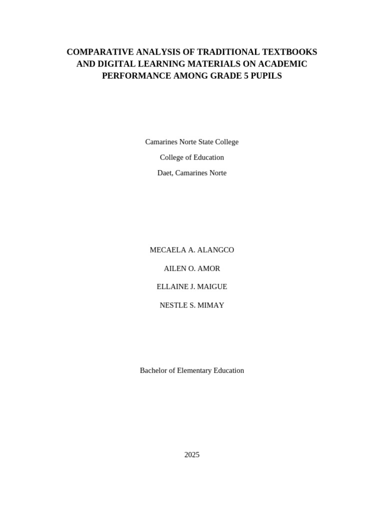 Comparative Analysis of Traditional Textbooks and | PDF
