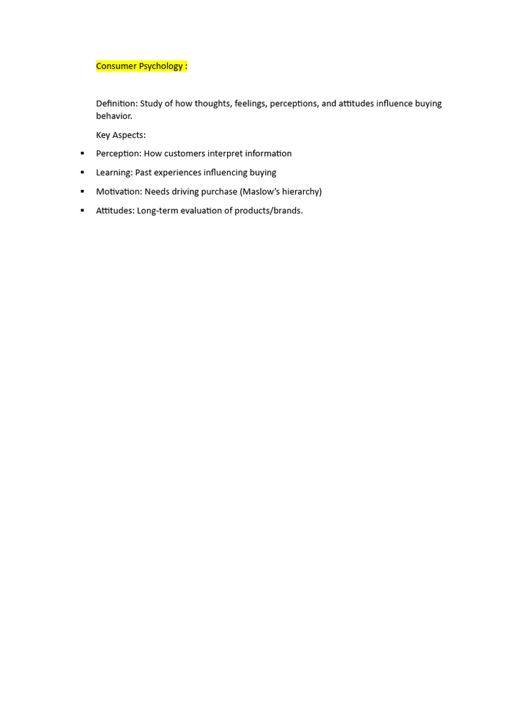 Understanding Consumer Psychology Factors | PDF