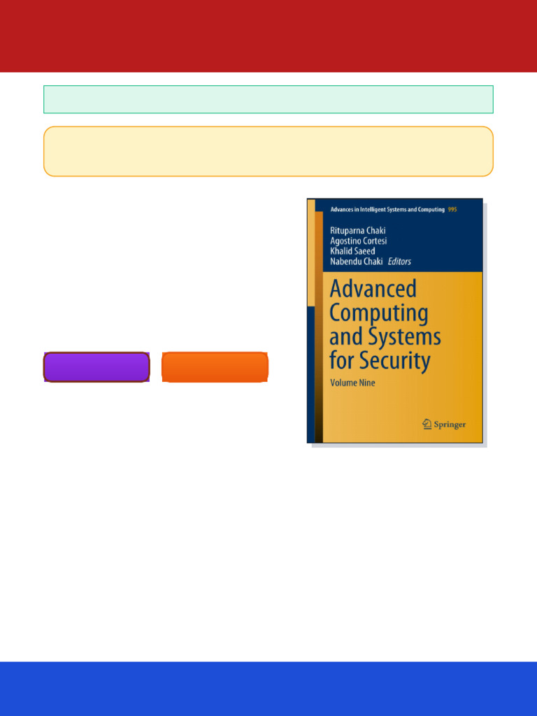 Advanced Computing and Systems For Security Volume Nine Rituparna Chaki ...