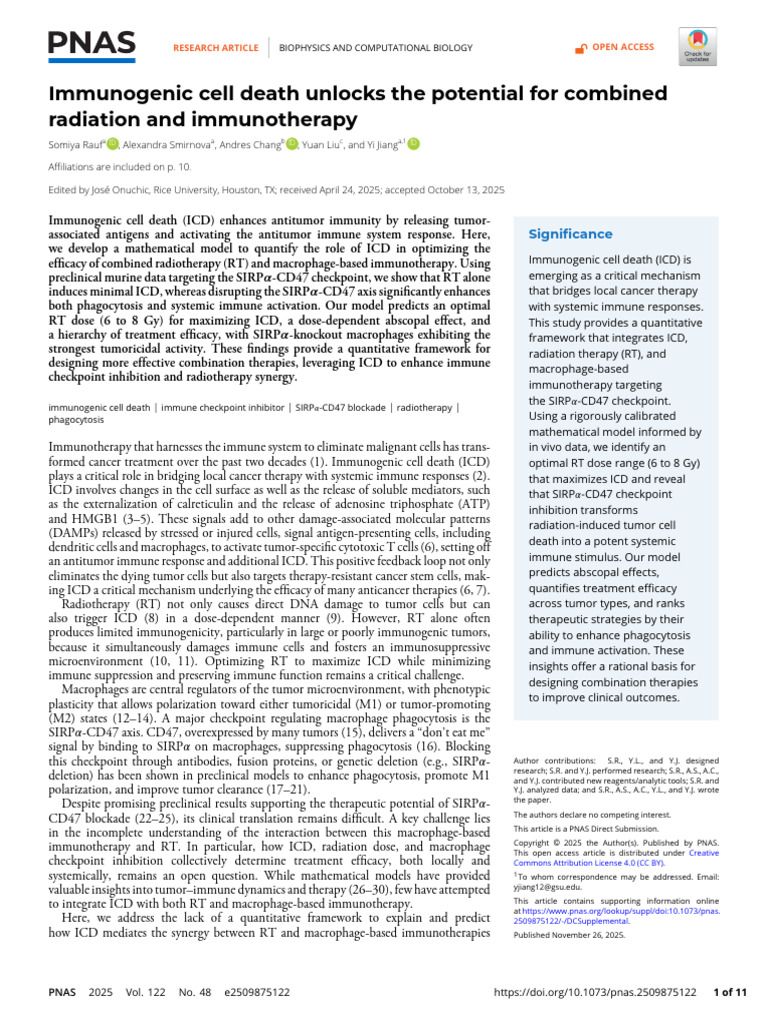 Optimizing Radiotherapy with Immunogenic Cell Death | PDF | Radiation ...