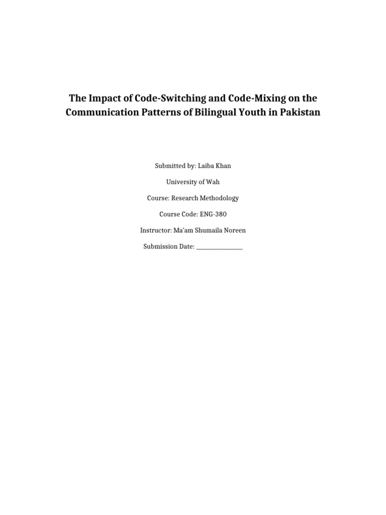 Code-Switching in Bilingual Pakistani Youth | PDF | Multilingualism ...