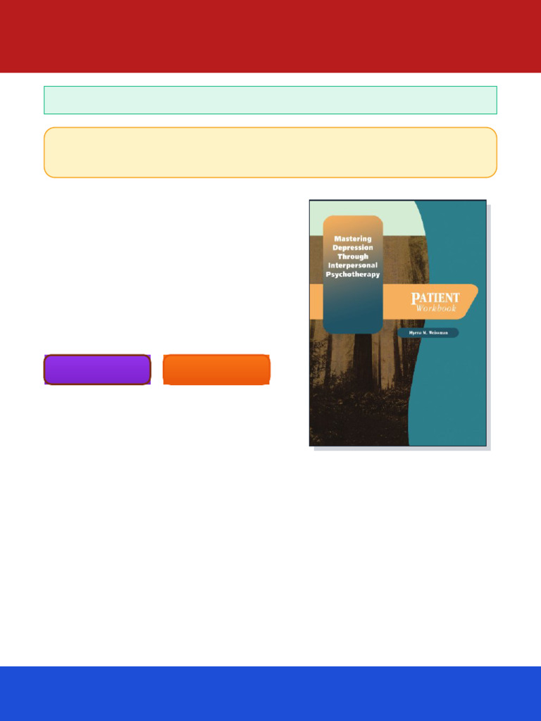 Mastering depression through interpersonal psychotherapy patient ...