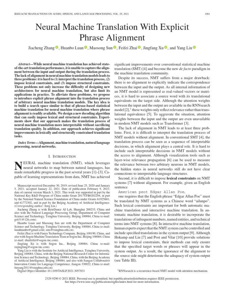 1 - Neural Machine Translation With Explicit Phrase Alignment | PDF ...