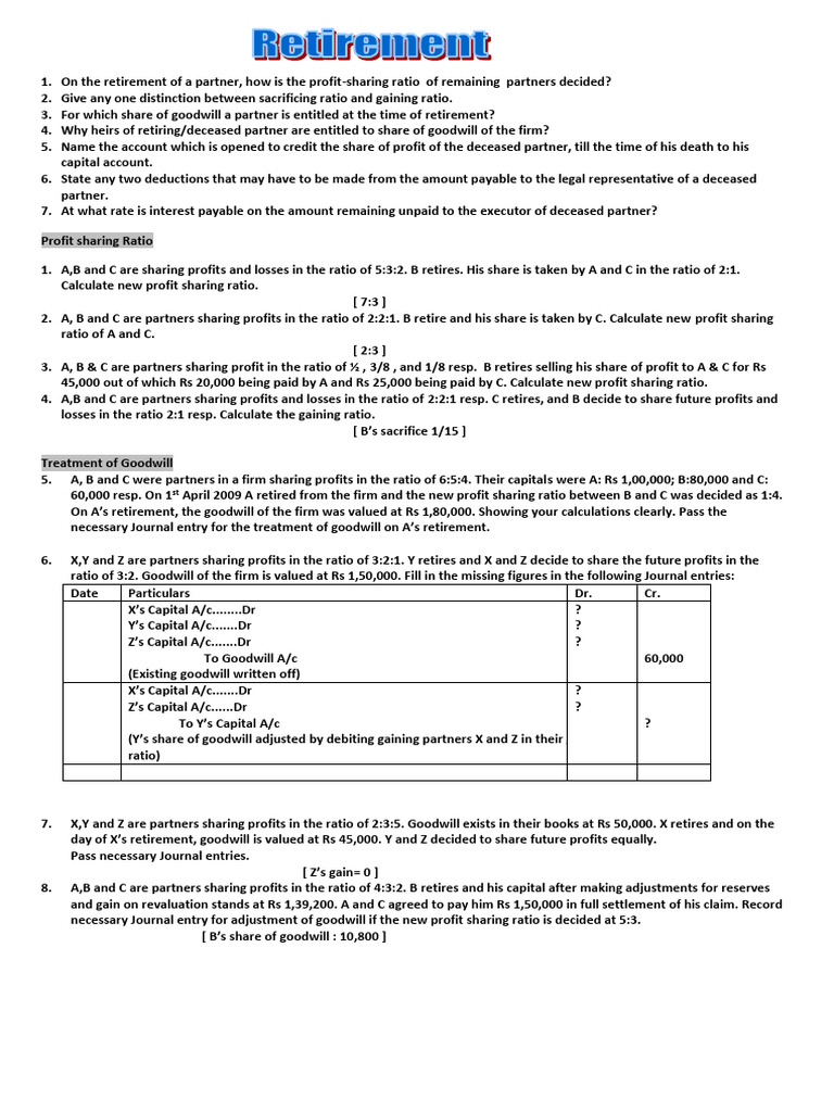 Retirement Revision Assignent | PDF | Balance Sheet | Goodwill (Accounting)