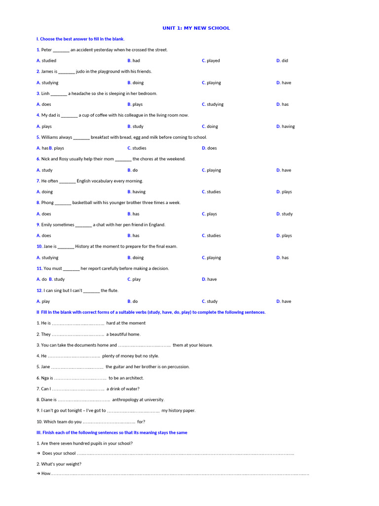 UNIT 2 TEST 01 | PDF