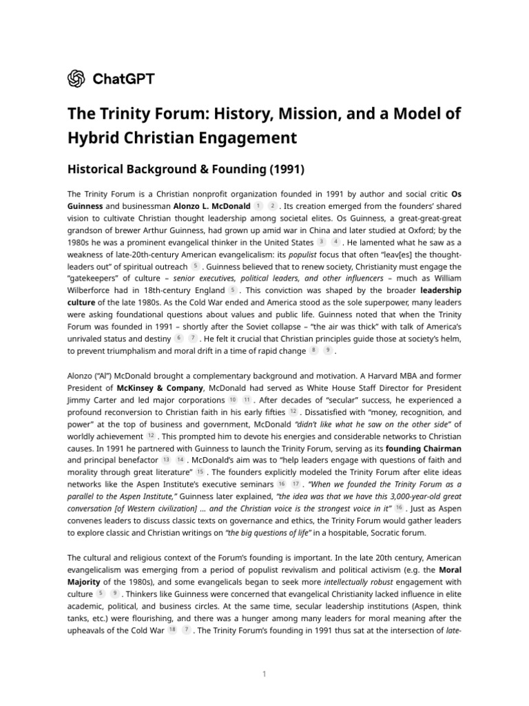 Trinity Forum: Christian Leadership Model | PDF | Internet Forum ...