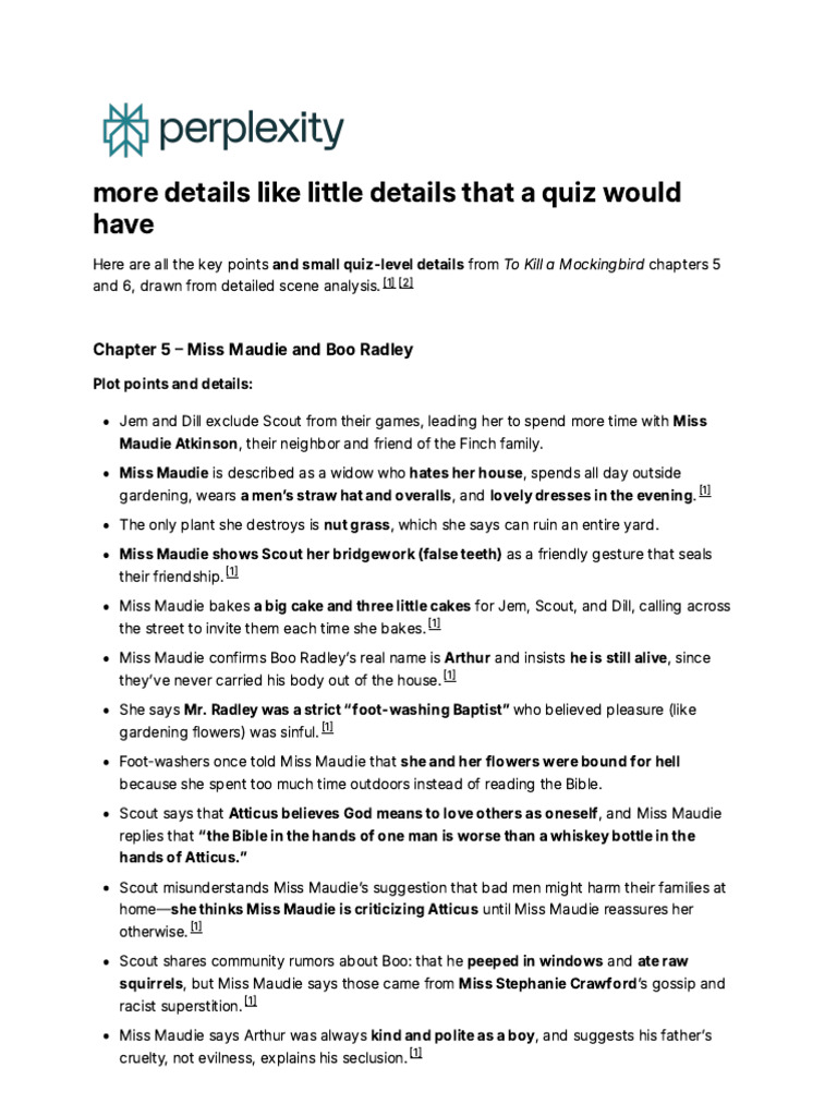 Key Points from To Kill a Mockingbird Ch. 56 PDF
