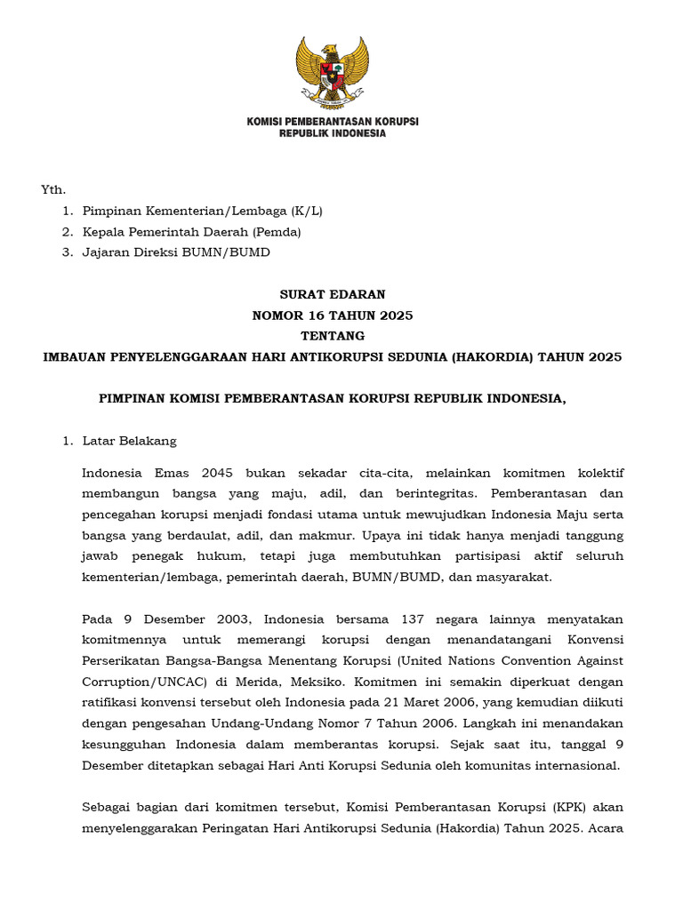 Imbauan Hakordia 2025: Basmi Korupsi | PDF